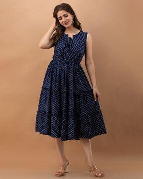 polka-dot-tiered-dress-with-neck-tie-up