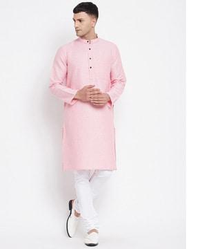 tailored-fit-long-kurta-with-patch-pocket