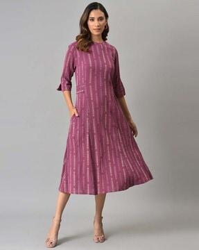 printed-a-line-dress-with-insert-pockets