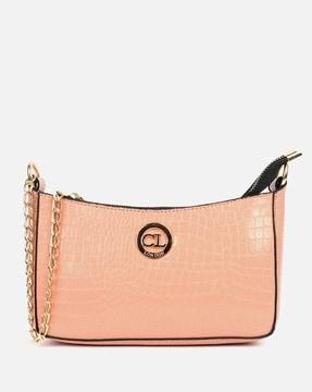 women-croc-embossed-sling-bag-with-chain-strap