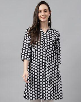 polka-dot-pleated-tunic-with-bracelet-sleeves