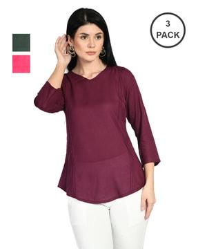 pack-of-3-pleated-v-neck-tops
