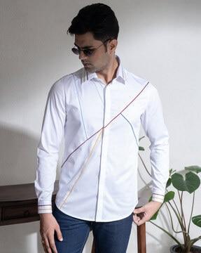 spread-collared-patch-work-slim-fit-shirt