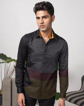 spread-collared-slim-fit-shirt-with-patch-pocket