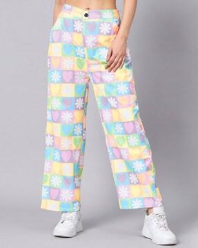 floral-print-flat-front-straight-fit-trousers