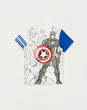 captain-america-print-round-neck-t-shirt