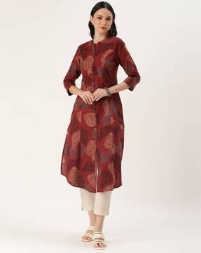 printed-a-line-tunic-with-3/4th-sleeves