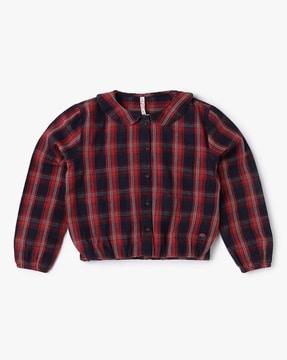 checked-relaxed-fit-top-with-elasticated-hem