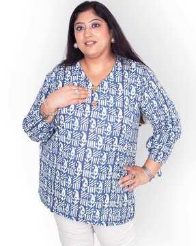 paisley-print-v-neck-tunic-with-button-accent