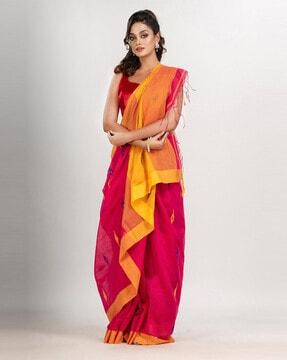 geometric-print-saree-with-tassels