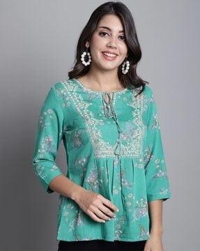 floral-print-tunic-with-3/4th-sleeves