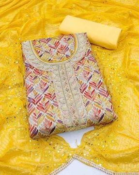leaf-pattern-unstitched-dress-material-with-dupatta