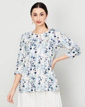 floral-print-straight-tunic