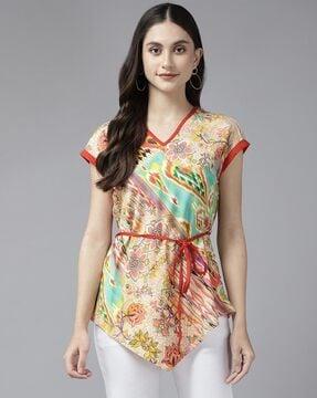 floral-print-top-with-waist-tie-up