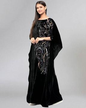 printed-round-neck-gown-dress
