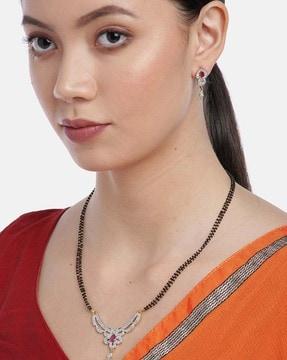 gold-plated-stone-studded-mangalsutra-&-earrings-set