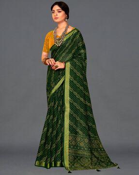 bandhani-print-latkans-cotton-saree