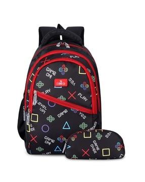 geometric-print-backpack-with-zip-closure