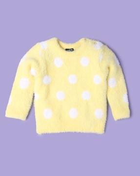 polka-dot-print-crew-neck-sweater