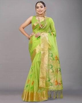 floral-print-saree-with-contrast-border