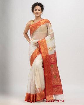 handloom-saree-with-contrast-pallu-&-tassels