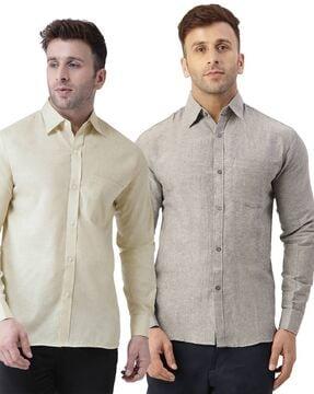 pack-of-2-men-regular-fit-shirts-with-patch-pocket