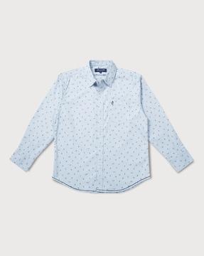 boys-micro-print-regular-fit-shirt-with-patch-pocket