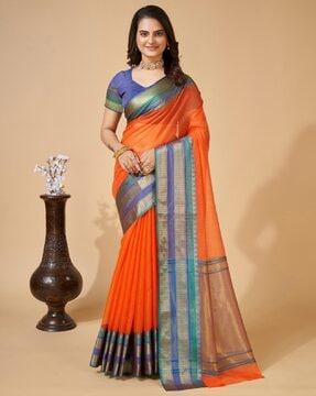 woven-saree-with-contrast-border