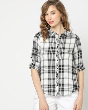 women-checked-relaxed-fit-shirt