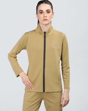 women-logo-print-zip-front-jacket