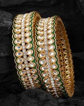 women-set-of-2-gold-plated-meenakari-kundan-studded-broad-bangles