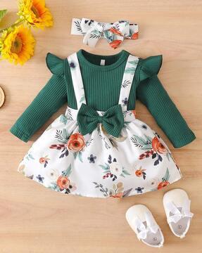 floral-fit-&-flare-dress-with-waist-bow