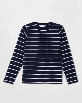 girls-striped-regular-fit-round-neck-t-shirt