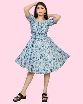 girls-printed-fit-&-flare-dress