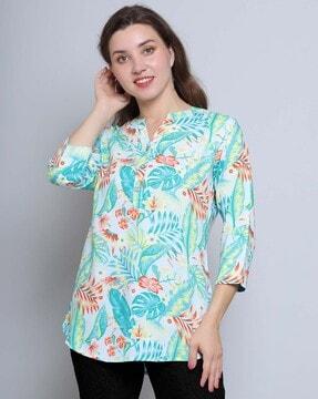 floral-print-tunic-with-curved-hem