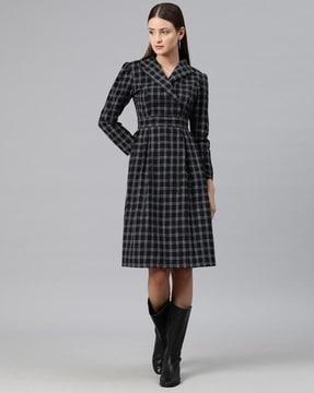 women-checked-fit-and-flare-dress