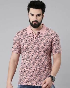 men-floral-print-regular-fit-polo-t-shirt