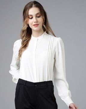 women-pleated-regular-fit-shirt