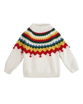 girls-chevron-knit-high-neck-pullover