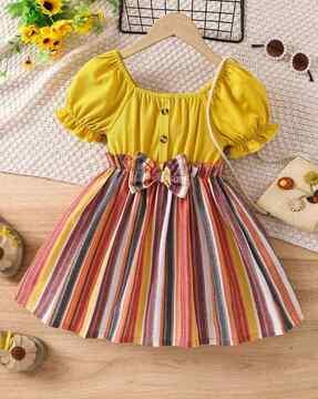 girls-striped-fit-&-flare-dress-with-bow-accent