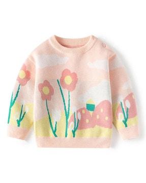 floral-print-round-neck-pullover
