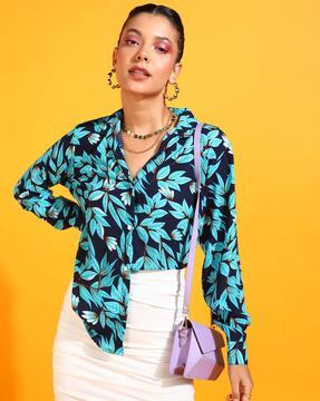 women-relaxed-fit-leaf-print-shirt