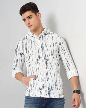 men-shibori-print-regular-fit-hooded-shirt