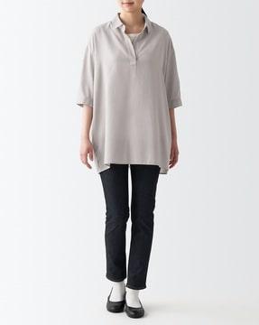 cotton-lyocell-regular-collar-half-sleeves-tunic