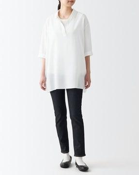 cotton-lyocell-regular-collar-half-sleeves-tunic