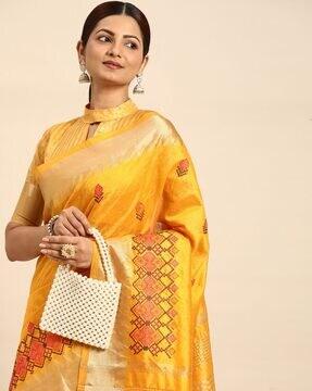 women-embroidered-saree-with-contrast-border