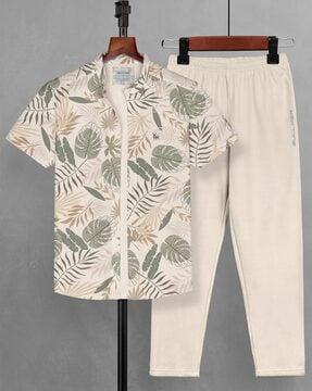 men-tropical-print-slim-fit-2-piece-suit-set