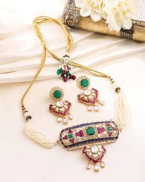 sterling-silver-rajputana-choker-necklace-&-earrings-set