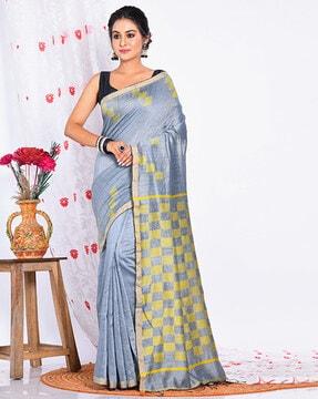 women-geometric-print-matka-silk-saree