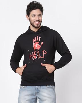 men-typographic-print-regular-fit-hoodie-with-kangaroo-pocket